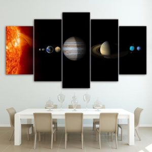 Solar System Space Fantasy Planet - Space 5 Panel Canvas Art Wall Decor