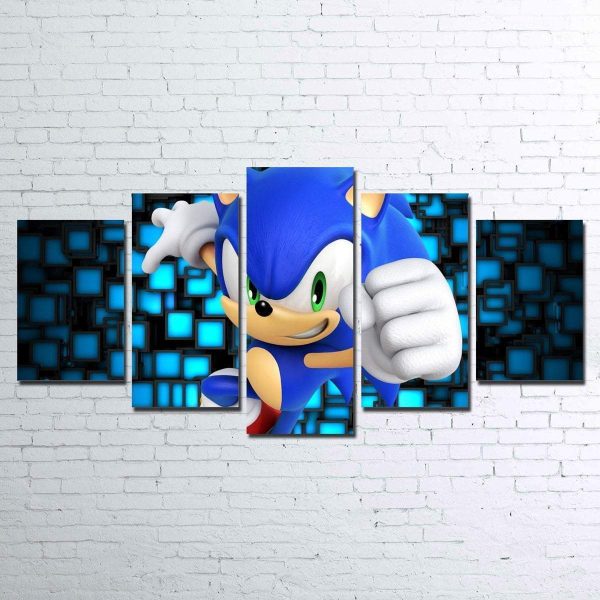 Sonic The Hedgehog Anime - 5 Panel Canvas Art Wall Decor