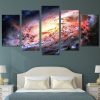 Space Galaxy Stars - Space 5 Panel Canvas Art Wall Decor