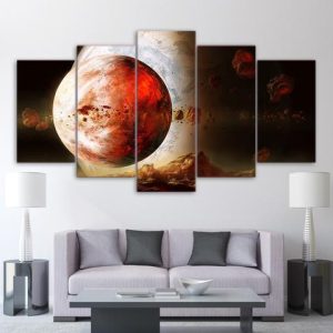 Space Of The Planet - Space 5 Panel Canvas Art Wall Decor