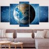 Space Planet Blue Earth - Space 5 Panel Canvas Art Wall Decor