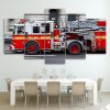 Speeding Fire Engine - Automative 5 Panel Canvas Art Wall Decor