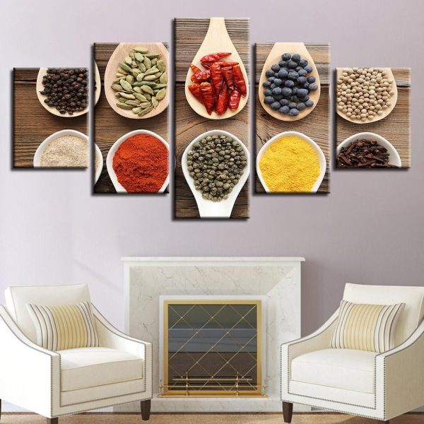 Spices - Kitchen 5 Panel Canvas Art Wall Decor