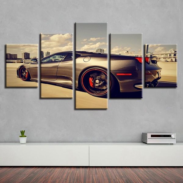 Sports Car Red Wheel - Automative 5 Panel Canvas Art Wall Decor