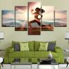 Sports Poster Girl Running In The Sunshine - Sport 5 Panel Canvas Art Wall Decor