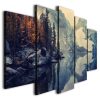 Spring Lake Mountain Landscape - Nature 5 Panel Canvas Art Wall Decor