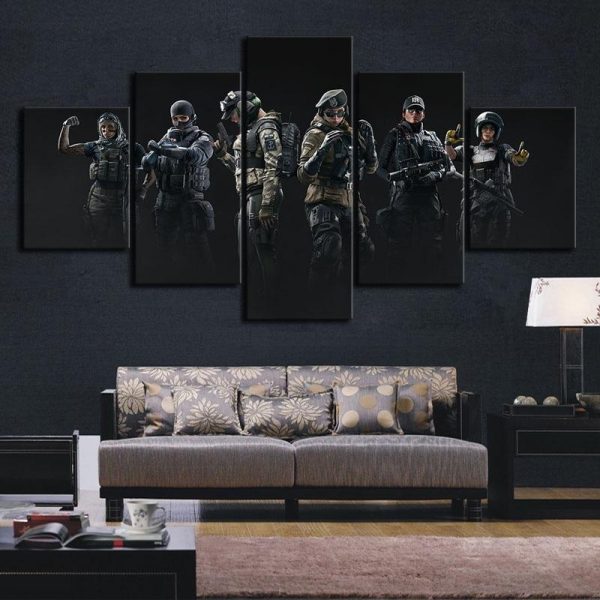 Squad 2 Tom Clancy’s Rainbow Six Siege Gaming - 5 Panel Canvas Art Wall Decor