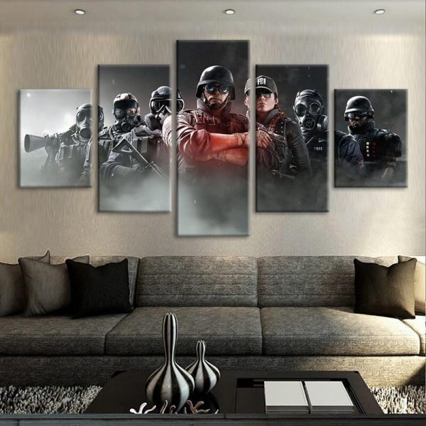 Squad Tom Clancy’s Rainbow Six Siege Gaming - 5 Panel Canvas Art Wall Decor