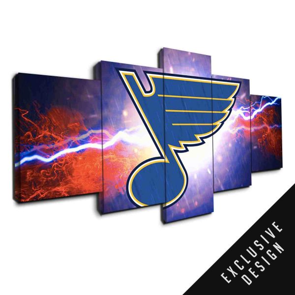 St Louis Blues Nhl Team Thunderbolt - Music 5 Panel Canvas Art Wall Decor