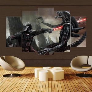 Star Wars Darth Vader Vs Alien Xenomorph Movie - 5 Panel Canvas Art Wall Decor