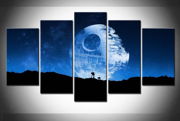 Star Wars Death Star At-at Movie - 5 Panel Canvas Art Wall Decor