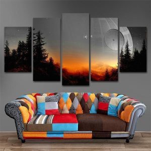 Star Wars Death Star TIE Fighters Movie - 5 Panel Canvas Art Wall Decor