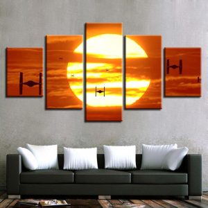 Star Wars Tie Fighters Sunset Movie - 5 Panel Canvas Art Wall Decor