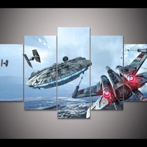 Star Wars X-wing Millennium Falcon Tie Fighter Movie - 5 Panel Canvas Art Wall Decor