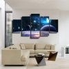 Starry Sky And Planet - Space 5 Panel Canvas Art Wall Decor