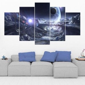 Starship Enterprise Star Trek 6 Movie - 5 Panel Canvas Art Wall Decor