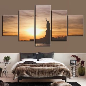 Statue Of Liberty 5 - Religion 5 Panel Canvas Art Wall Decor