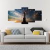 Statue Of Liberty With American Flag - Abstract 5 Panel Canvas Art Wall Decor