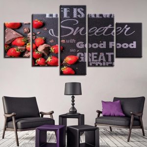 Strawberry Kitchen - 5 Panel Canvas Art Wall Decor