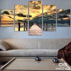 Stunning Sky At Sunset - Space 5 Panel Canvas Art Wall Decor