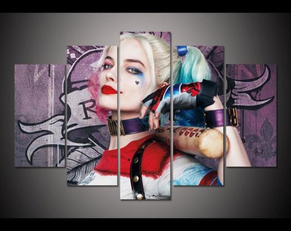 Suicide Squad Harley Quinn - Movie 5 Panel Canvas Art Wall Decor