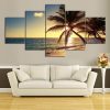 Sun Palm Beach - Nature 5 Panel Canvas Art Wall Decor