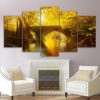 Sun Shining Bridge Autumn - Nature 5 Panel Canvas Art Wall Decor