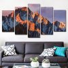 Sunrise In The Rocky Mountains - Nature 5 Panel Canvas Art Wall Decor