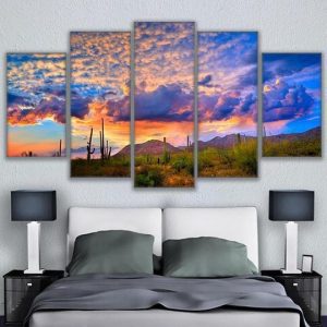 Sunrise In The Sonoran Desert Nature - 5 Panel Canvas Art Wall Decor