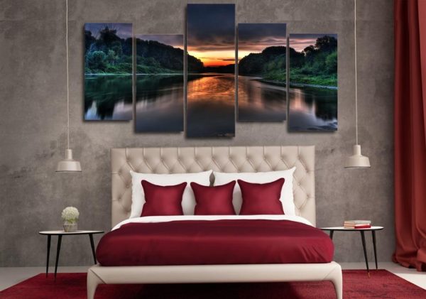 Sunrise Scenery - Nature 5 Panel Canvas Art Wall Decor