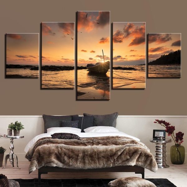 Sunrise Sea 22 - Space 5 Panel Canvas Art Wall Decor