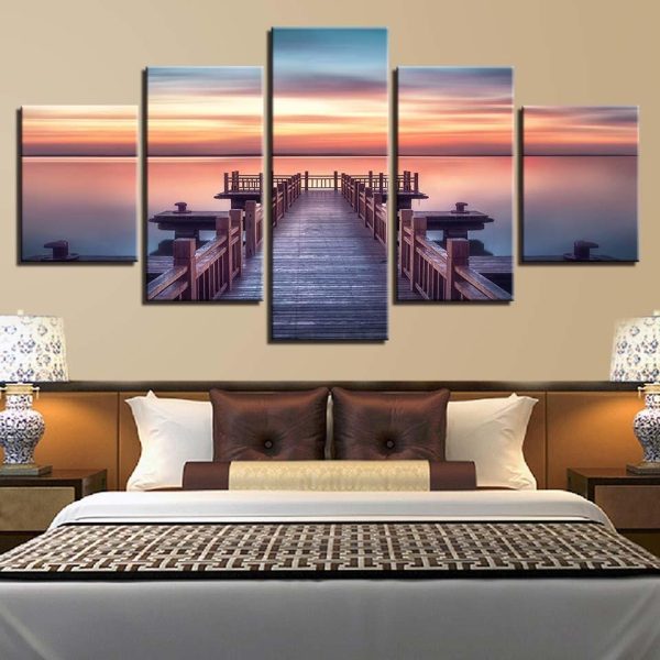 Sunrise Sea - Space 5 Panel Canvas Art Wall Decor