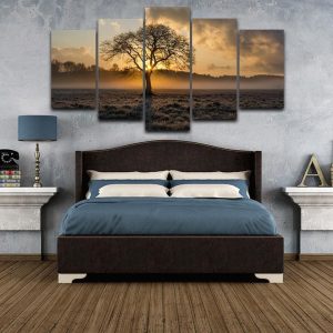 Sunrise Tree 30 - Nature 5 Panel Canvas Art Wall Decor