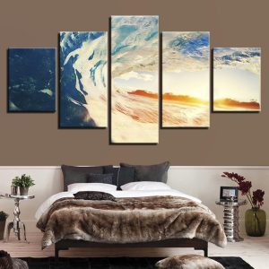 Sunrise Waves - Ocean 5 Panel Canvas Art Wall Decor