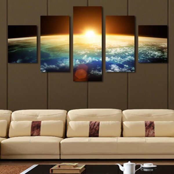 Sunrise - Nature 5 Panel Canvas Art Wall Decor