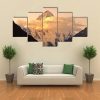 Sunset At K2 Mountains - Nature 5 Panel Canvas Art Wall Decor