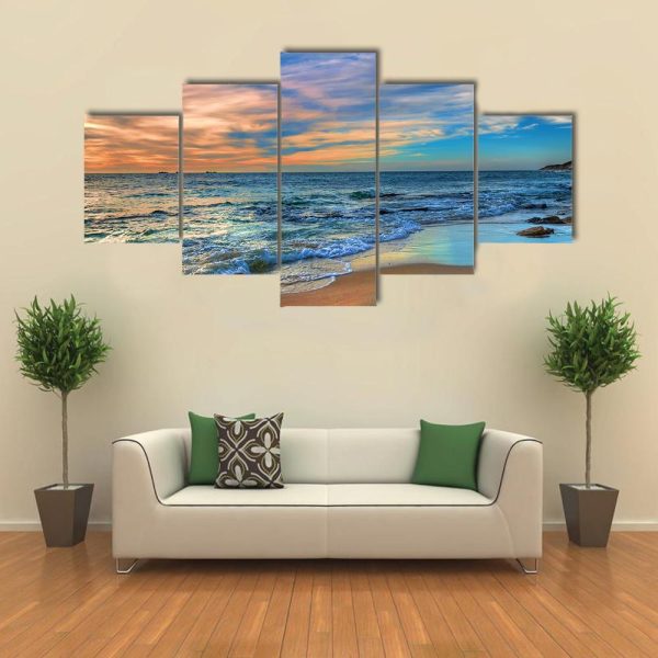 Sunset Beach Perth Western Australia - Nature 5 Panel Canvas Art Wall Decor