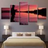 Sunset Fishing 1 - Fishing 5 Panel Canvas Art Wall Decor