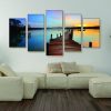 Sunset On The Lake 1 - Nature 5 Panel Canvas Art Wall Decor