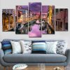 Sunset Over The Canal Venice Italy - Nature 5 Panel Canvas Art Wall Decor