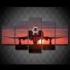 Sunset Plane Military Jet 01 - Aircraft 5 Panel Canvas Art Wall Decor