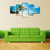 Sunshine Beach And Coconut Trees - Nature 5 Panel Canvas Art Wall Decor