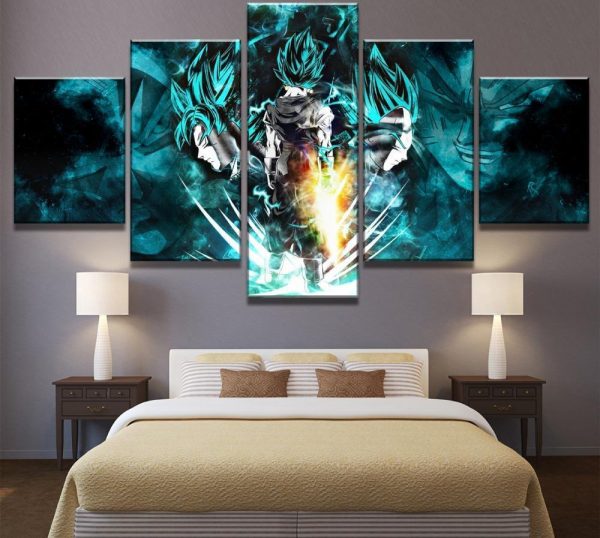 Super Goku And Vegeta Dragon Balls Anime - 5 Panel Canvas Art Wall Decor