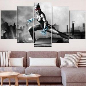 Super Hero Catwoman - Dc 5 Panel Canvas Art Wall Decor