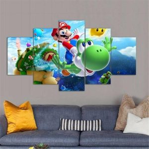 Super Mario Cartoon Game - 5 Panel Canvas Art Wall Decor