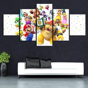 Super Mario Characters Game - 5 Panel Canvas Art Wall Decor