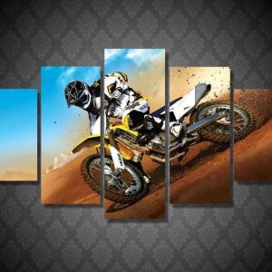 Supercross Racing To Finish - Sport 5 Panel Canvas Art Wall Decor