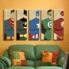 Superheros - Cartoon 5 Panel Canvas Art Wall Decor