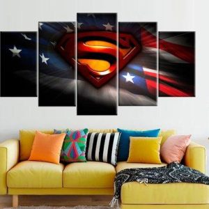 Superman Logo 2 - Dc 5 Panel Canvas Art Wall Decor