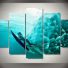 Surfing Underwater - Sport 5 Panel Canvas Art Wall Decor